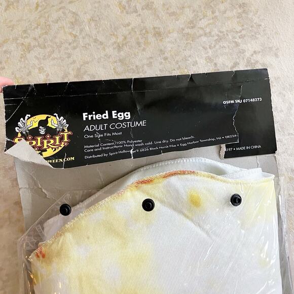 Fried Egg Costume Adult OS Halloween Party One Size Fits Most Food Breakfast - Picture 7 of 10